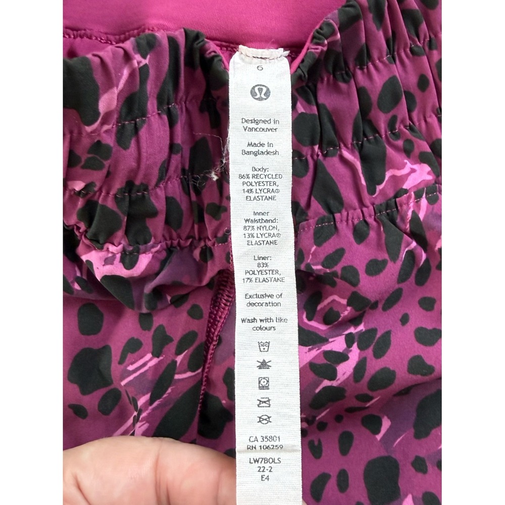 Lululemon Track That MR Running Shorts Size 6 Cheetah Camo Magenta Pink Black - Picture 4 of 7